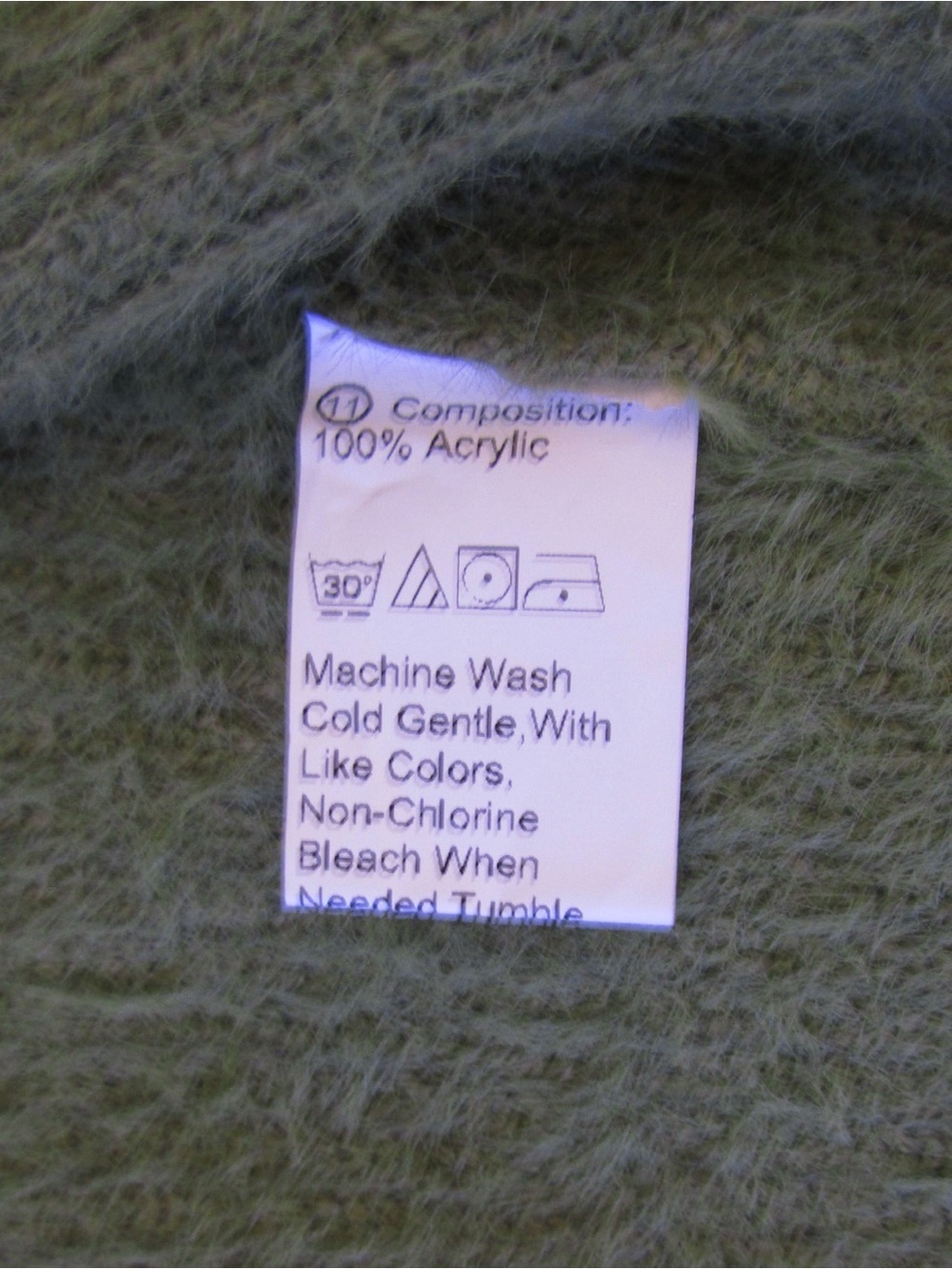 V-Neck Cropped Fuzzy Green Cardigan - SHEIN - Picture 9 of 9